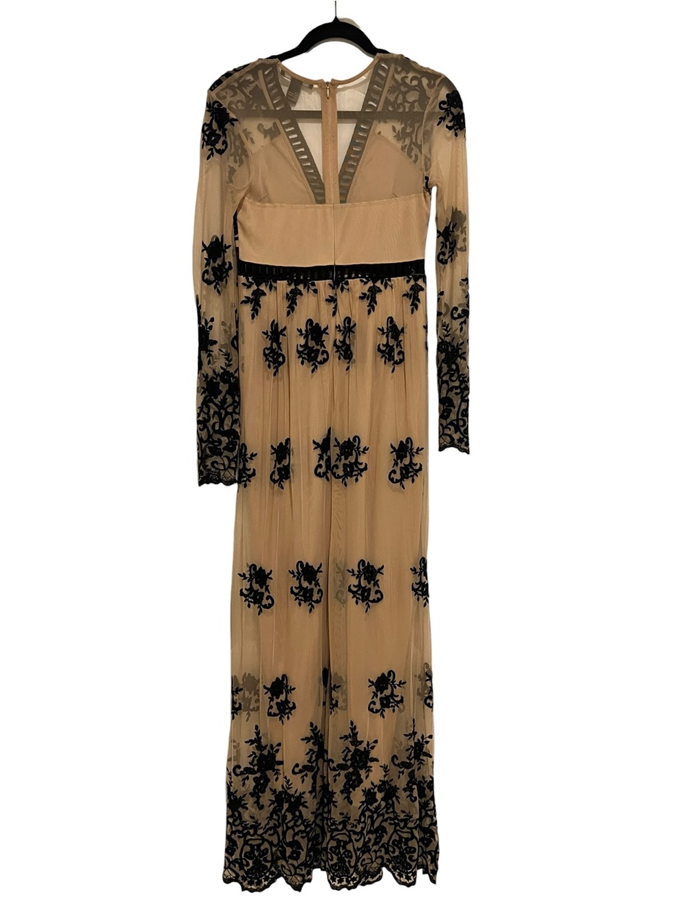 Forever 21 Beige & Black Sheer Embroidered Western Whimsigoth Boho Maxi Dress-S - Picture 4 of 7